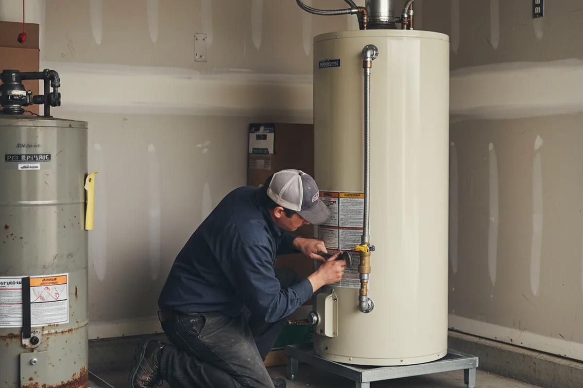 Water heater and shutoff valve replacement in Ione
